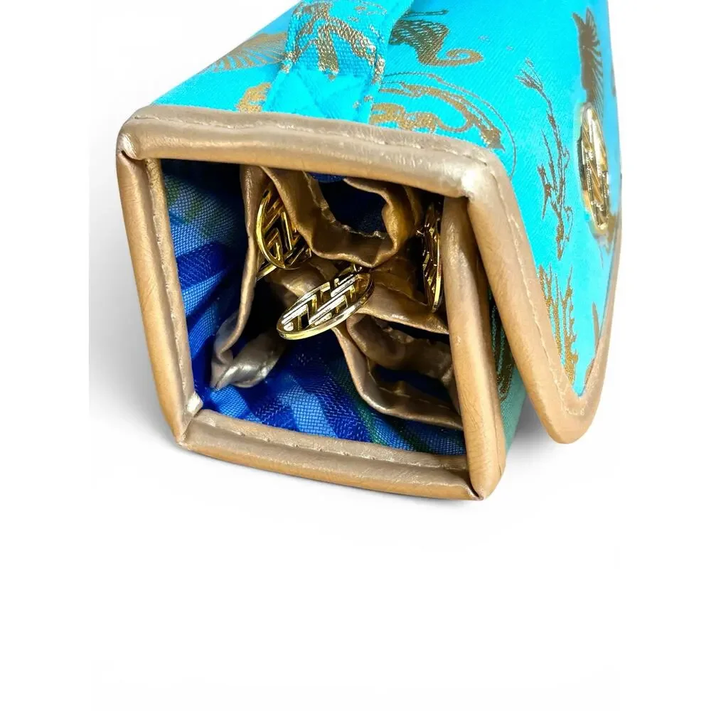 Macbeth Collection Margaret Josephs Travel Jewelry Roll Turquoise Gold Sea Life